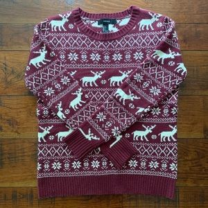 Forever 21 Maroon Reindeer Sweater